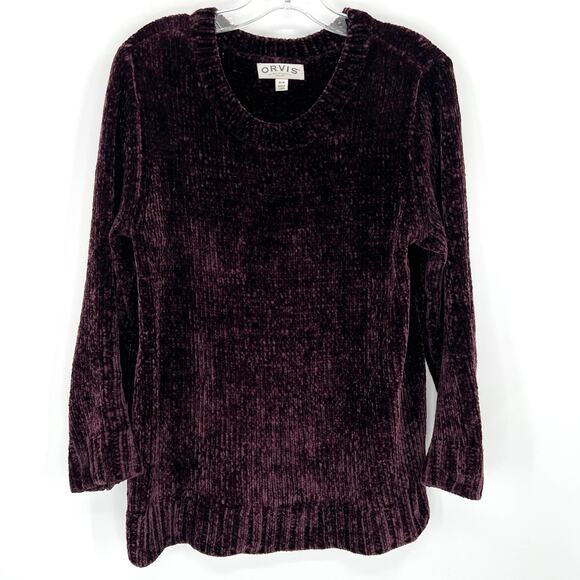 Orvis Sweaters - Orvis chenille velour chunky plum long sleeve sweater